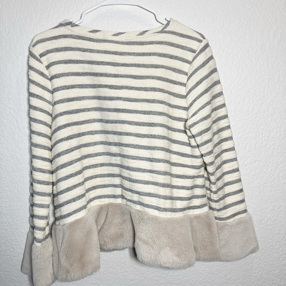 Anthro Maeve🔥SALE🔥strip top faux fur trim Medium - Picture 6 of 9
